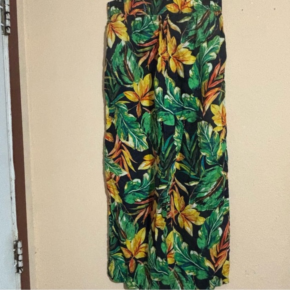 Nicole Miller 100% linen Floral Tropical Wide leg pants size L - Picture 5 of 9